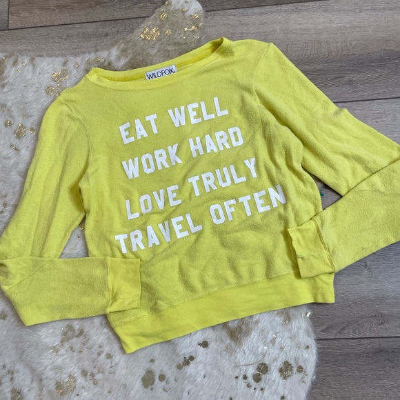 Wildfox Nevada Mantra Jumper Acid Yellow Long sleeve - Picture 2 of 5